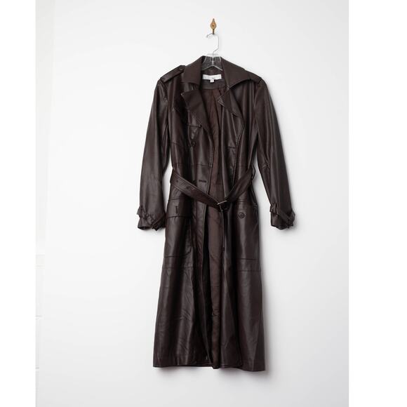 Osman Yousefzada x RTR Faux Leather Trench Coat Size 2 - Picture 5 of 11